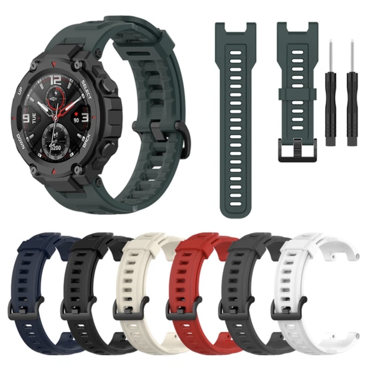 Watch Band For Amazfit T-Rex Pro Silicone Soft Wrist Strap - Free Size