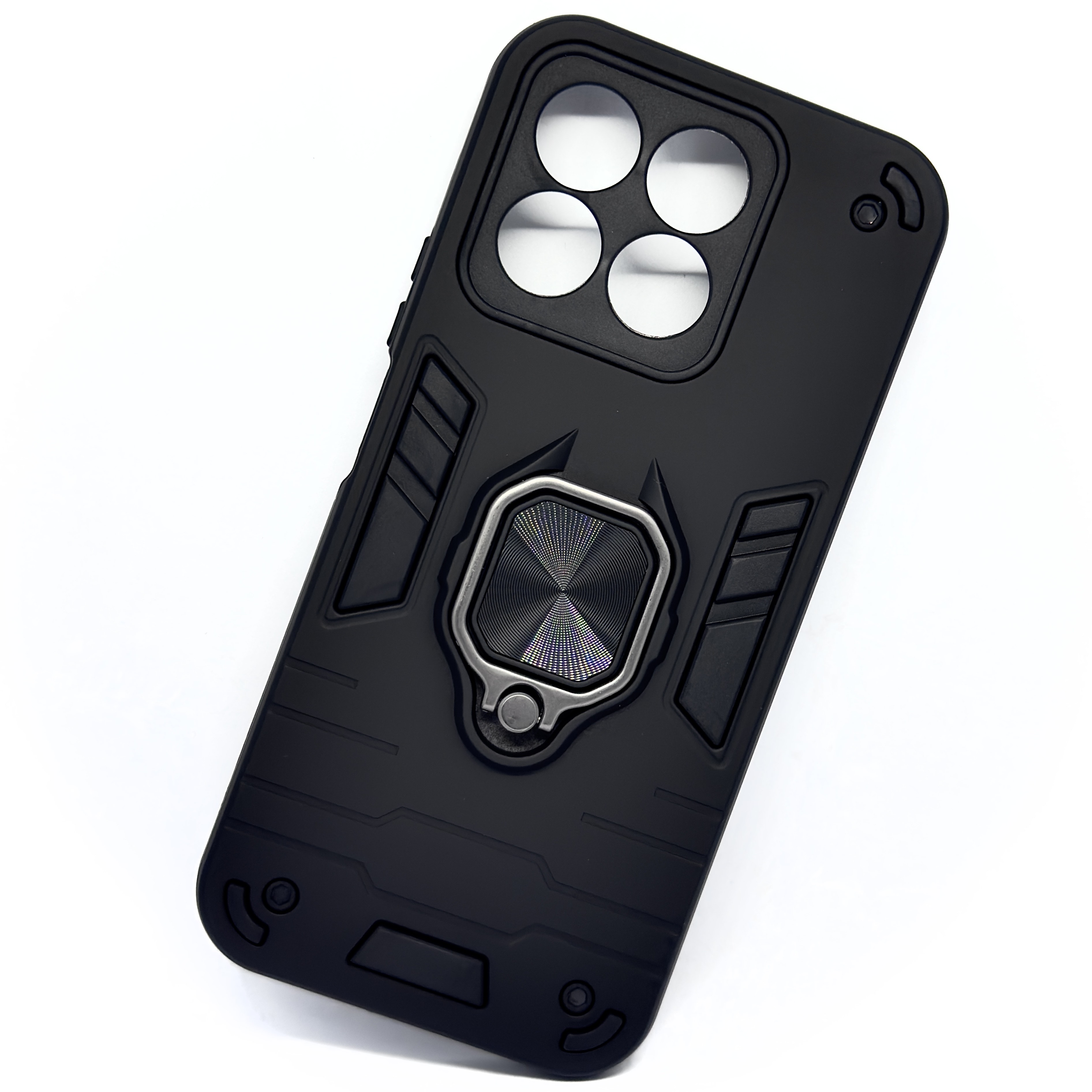 Ring Stand Shockproof Armor Case For Honor X8B - Black