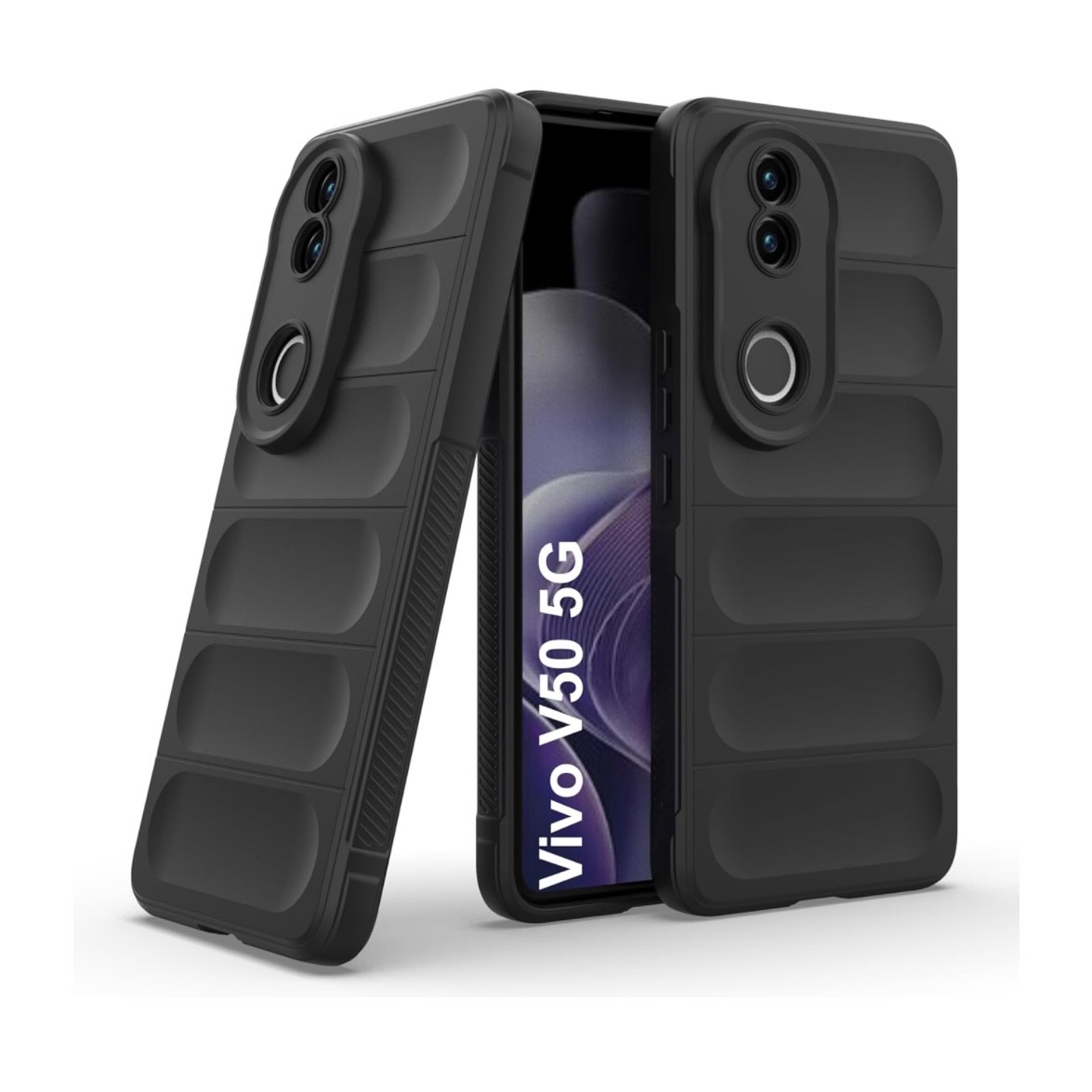 Vivo V50 (5G) -Back Cover | Liquid Silicon Magic Case with Camera Protection | Black