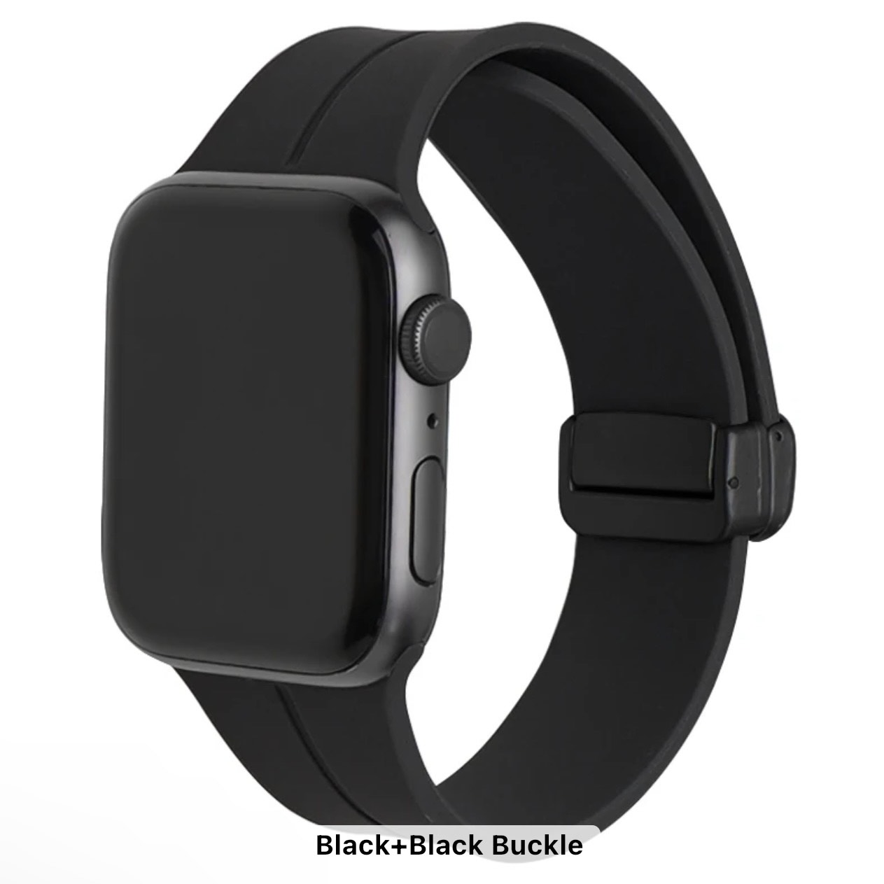 Silicone Fold- Over Magnetic Clasp Watch Band For Apple Watch  45MM 44MM 42MM 49MM luxury Adjustable Loop Soft Sport Strap for iWatch Series 8 7 SE 6 5 4 3 2 1