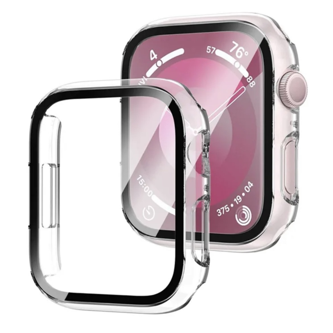 Apple Watch Series 10 46mm with Tempered Glass Screen Protector, 360 Full Hard Case (Transparent)