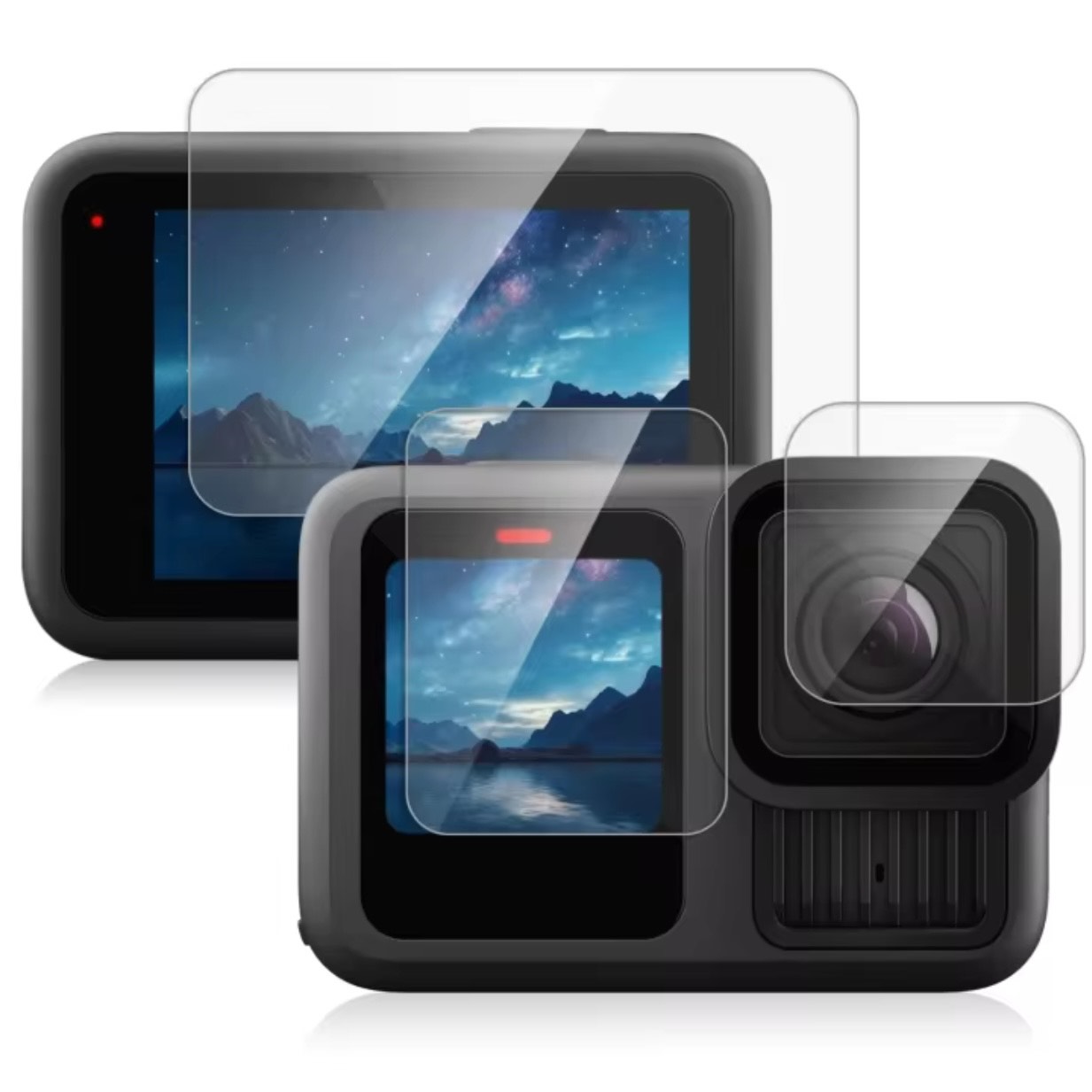 For GoPro Hero 13 Black Puluz 3 in 1 Lens and Front Back Screen 9H 2.5D Tempered Glass Film