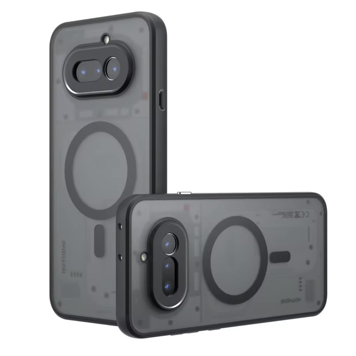 Magnetic Case Compatible with Nothing Phone 4a 5G, Frosted Matte Translucent Black Case Anti-Yellowing Airbag PC+TPU Shockproof Protective Back Cover for Nothing Phone 4a