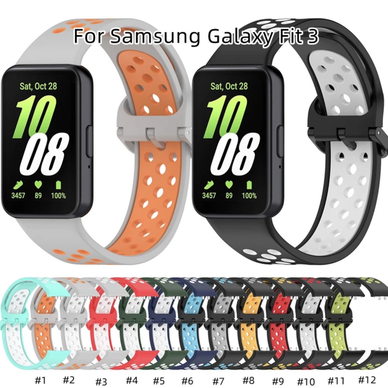 For Samsung Galaxy Fit 3 SM-R390 Sport Bracelet Replacement Strap Accessories Two-color Silicone Watch Band