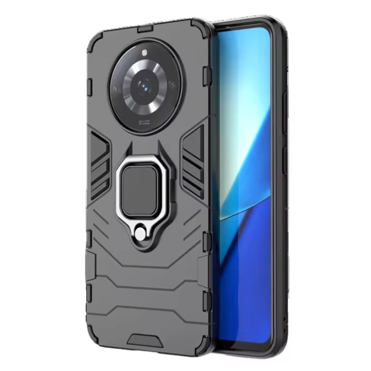 Realme 11 Pro Plus Ring Holder Armor Protection Case (Black)