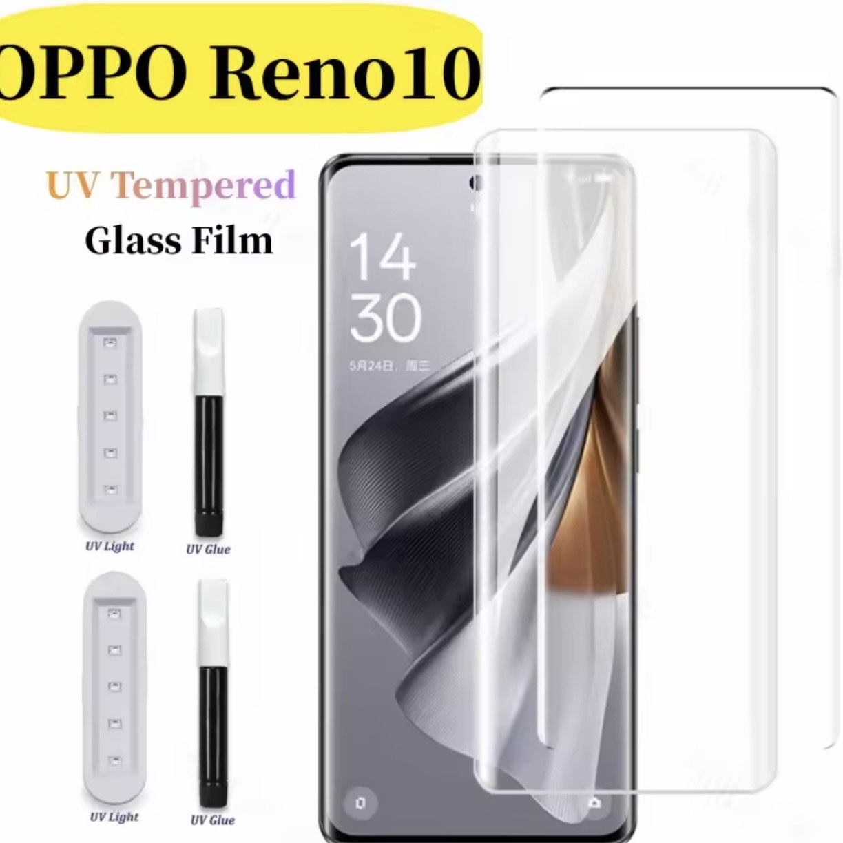 Oppo Reno 10 (5G) UV Light Adhesive Tempered Glass Screen Protector - Transparent