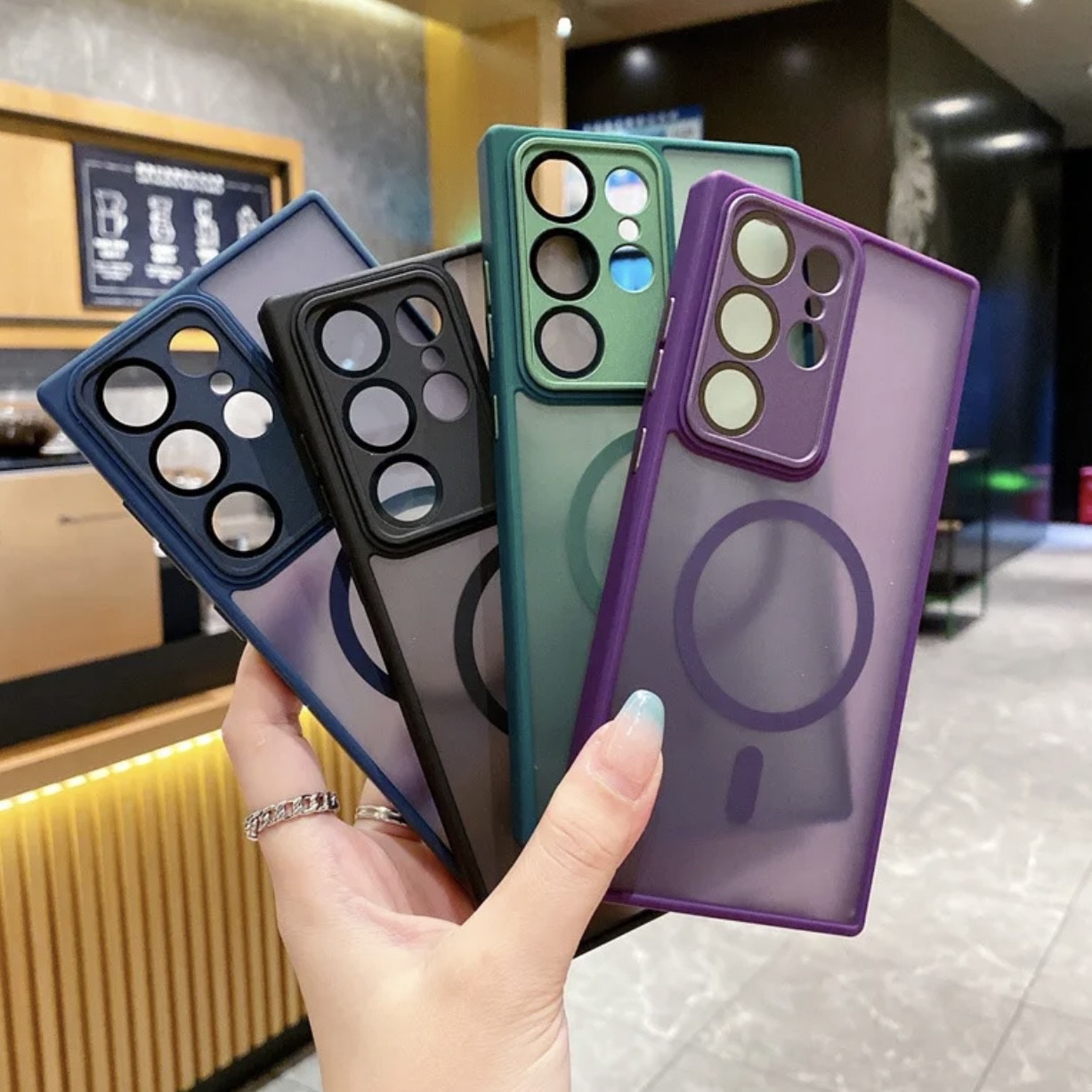 Magnetic Matte  Skin Feel Semi Transparent Soft Edge Phone Case For Samsung S24 Ultra