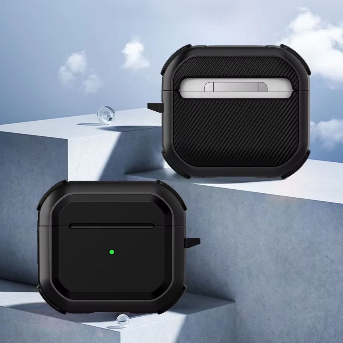 For Apple Airpods 4 Case Cover with Keychain TPU Black Second Generation Wireless Charging Case