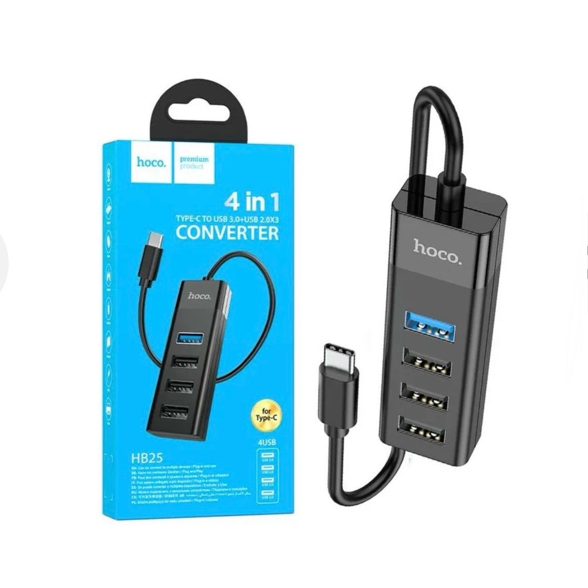 HOCO 4 in 1 Type -C To  USB 3.0+ USB 2.0X3 Converter