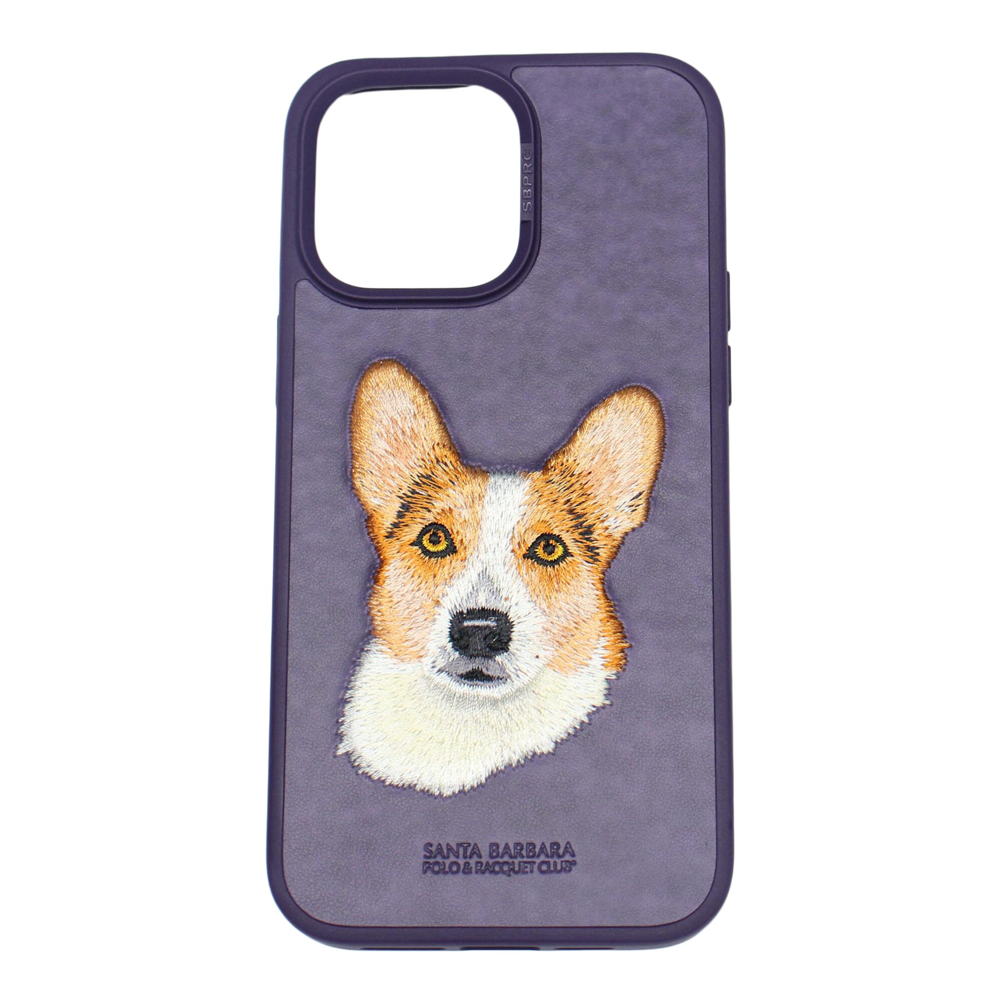 Purple Mobile Cover With Thread Embroidery Dog  For Apple iPhone 14 Series