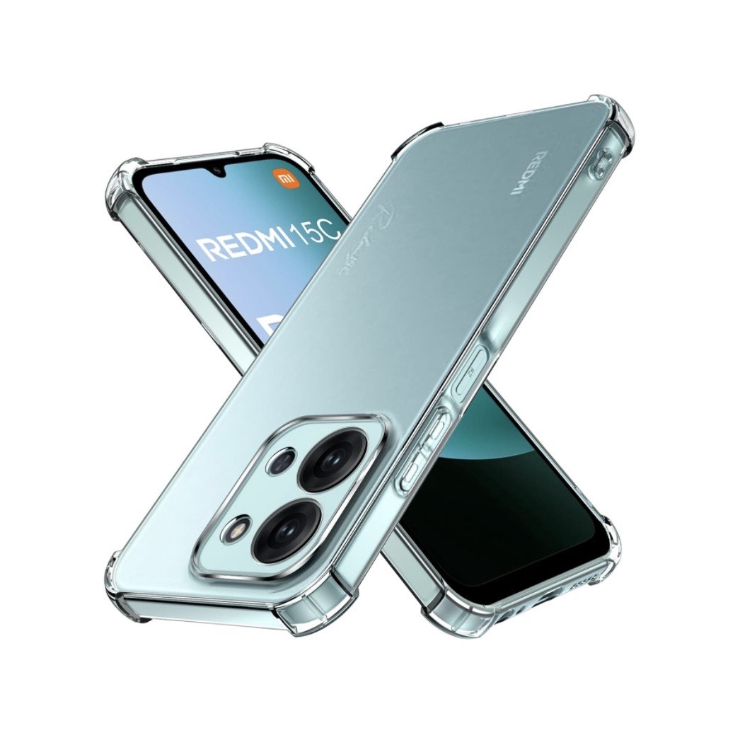 Redmi 15C  Transparent, Shock Proof Design Camera Edges Protection Crystal Clear, Silicon Soft TPU and Flexible Bumper Phone Cover