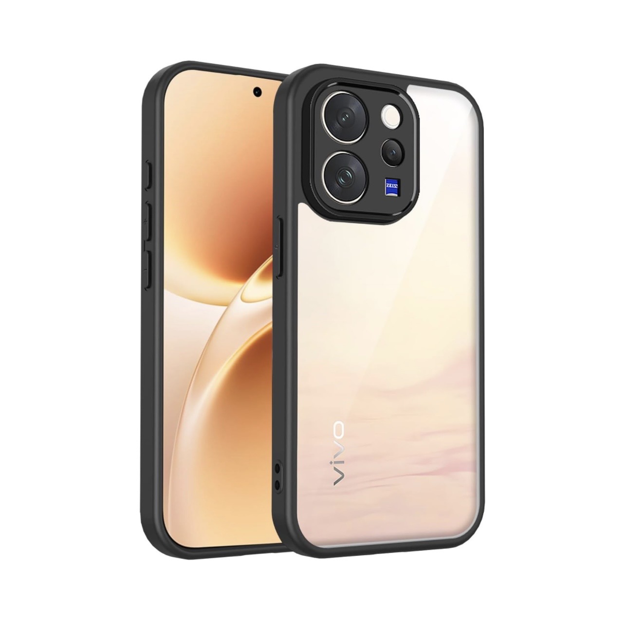 Back Case Compatible with Vivo V70  /vivo V70 Elite 5G | Clear Back Cover with Black Bumper | Camera Protection,| Shockproof Design.