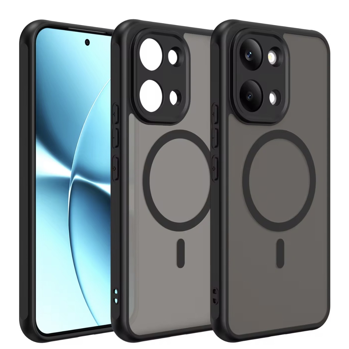 Poco X8 Pro Max 5G, Frosted Matte Translucent Black Anti-Yellowing Airbag PC+TPU Shockproof Protective Back Cover for Poco X8 Pro Max 5G