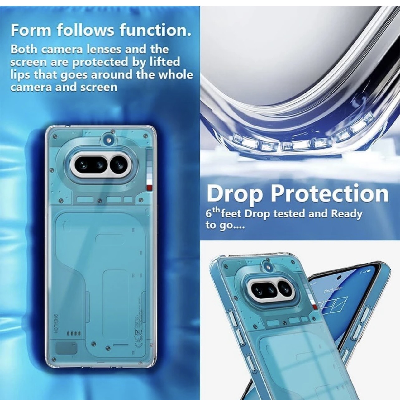 Nothing Phone 4a (5G) Transparent, Shock Proof Design Camera Edges Protection Crystal Clear, Silicon Soft TPU and Flexible Bumper Phone Cover