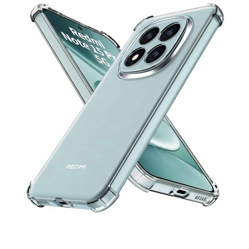 Redmi Note 15 Pro (5G) Transparent Shockproof Design With Protective Edges Around the Camera, Ensuring Durability and Safety, Made from Crystal-Clear, Soft TPU Silicone Cover