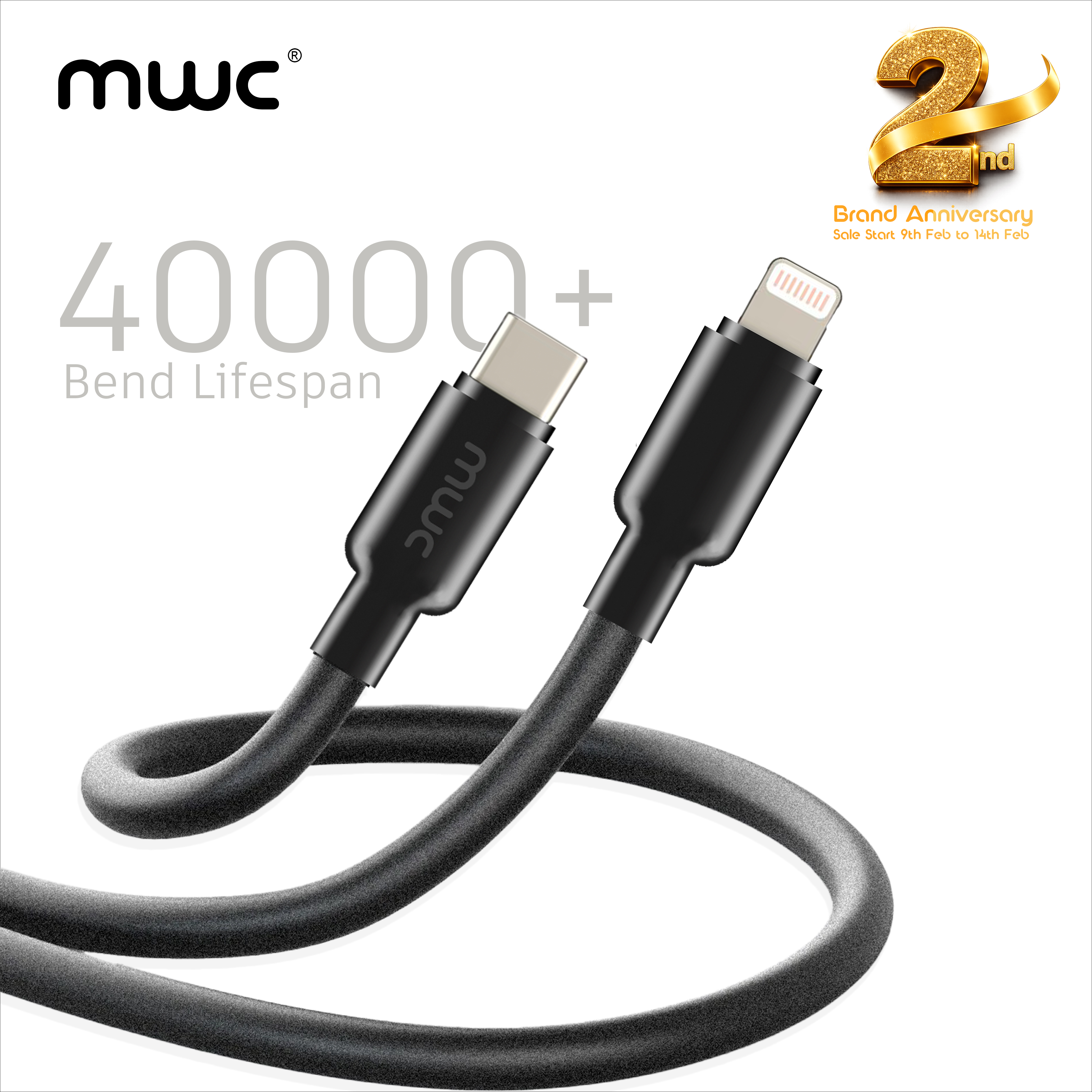 MWC Quantum QCL20 20W USB-C To Lightning Fast Charging Cable