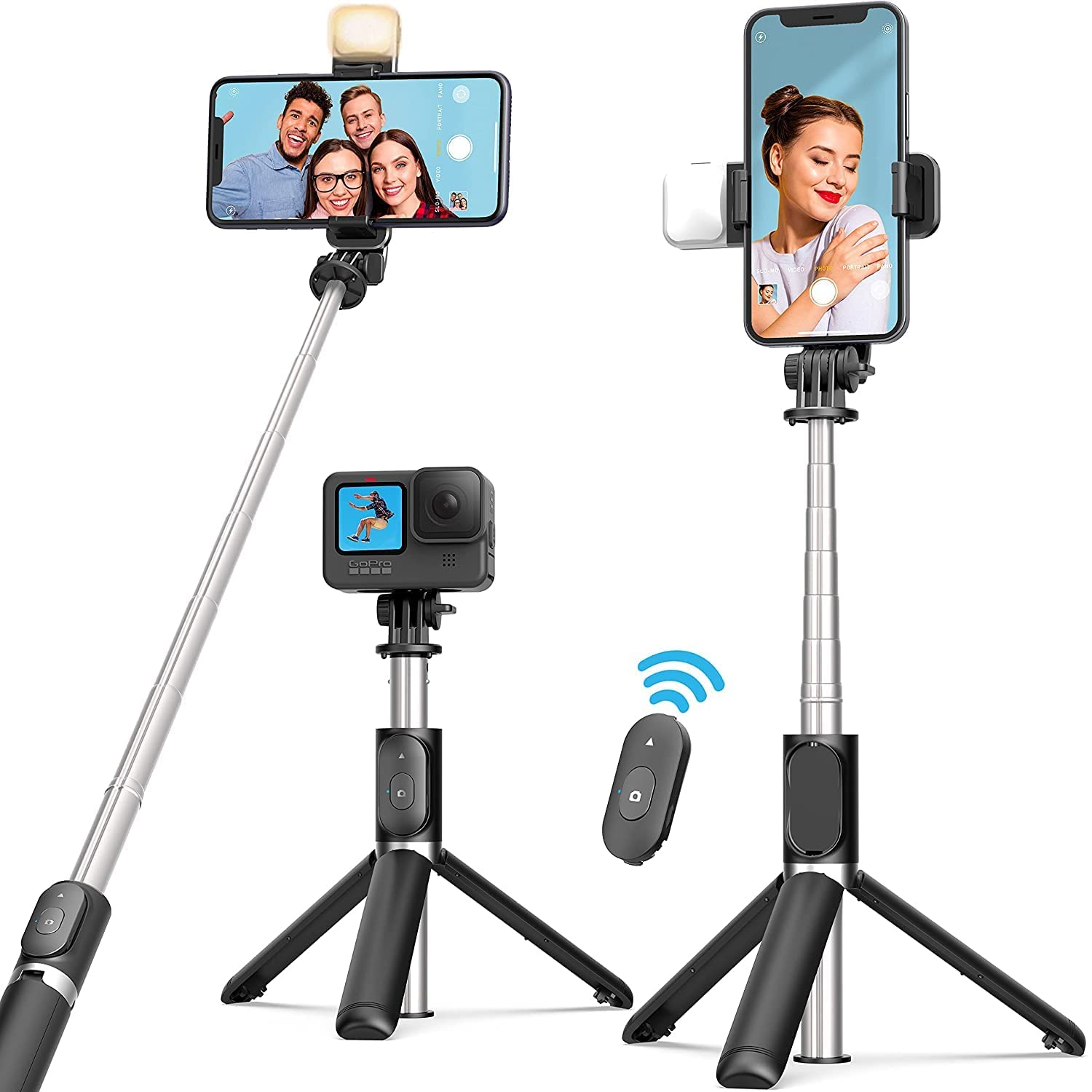 3In1 R1S Selfie Stick Tripod Bluetooth Remote - Multicolor