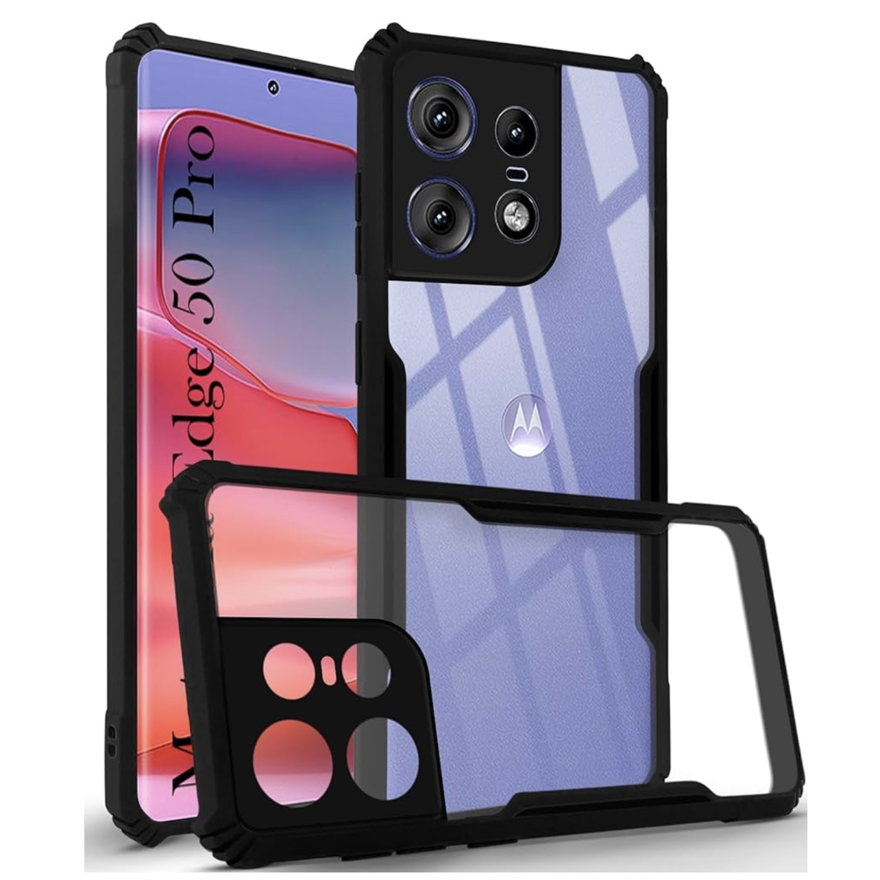 Motorola Edge 50 Pro Ipaaky Case With Back Transparent - Black (Other)