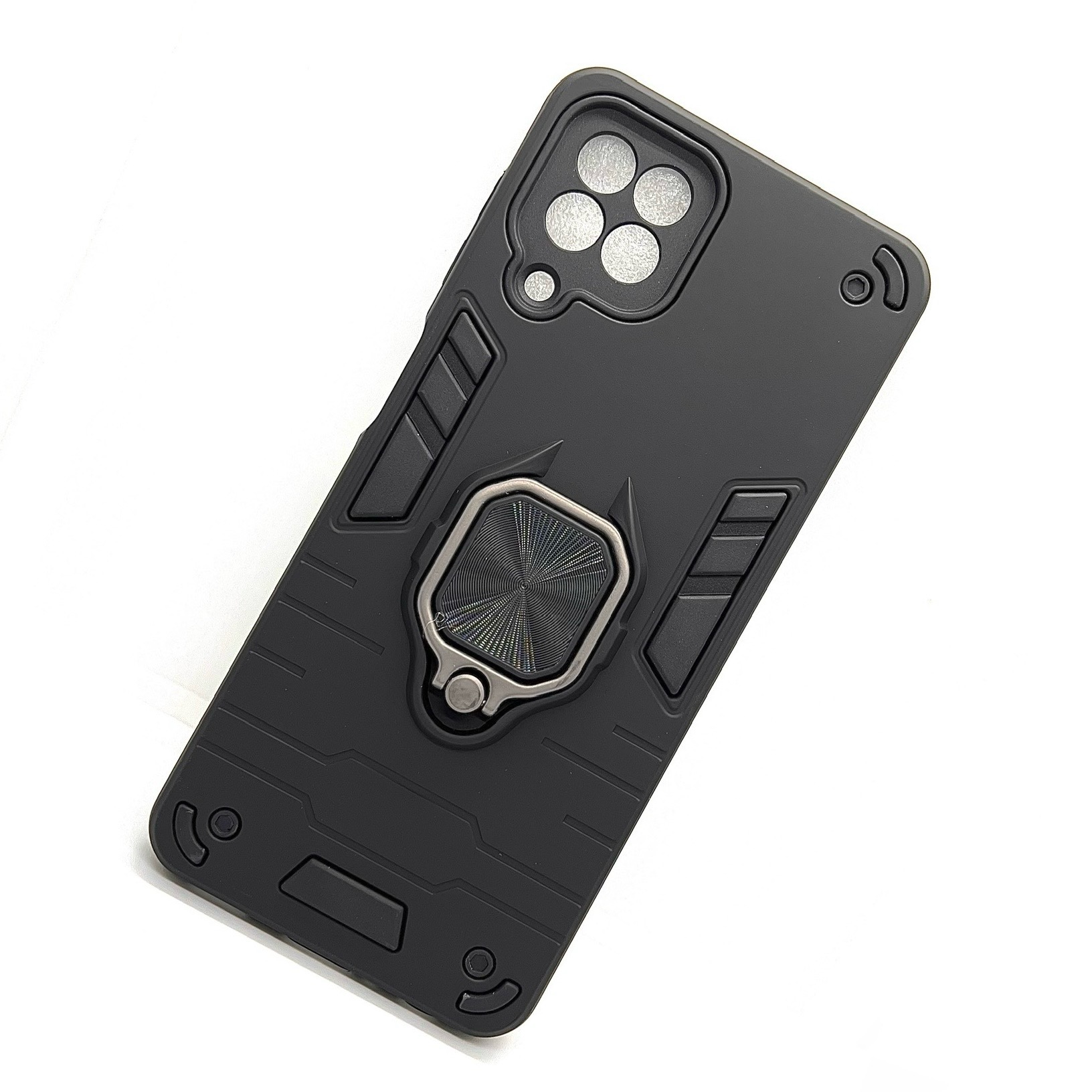 Samsung Galaxy M32 (4g) Armor Defense Hard Case With Ring Stand - Black (Other)