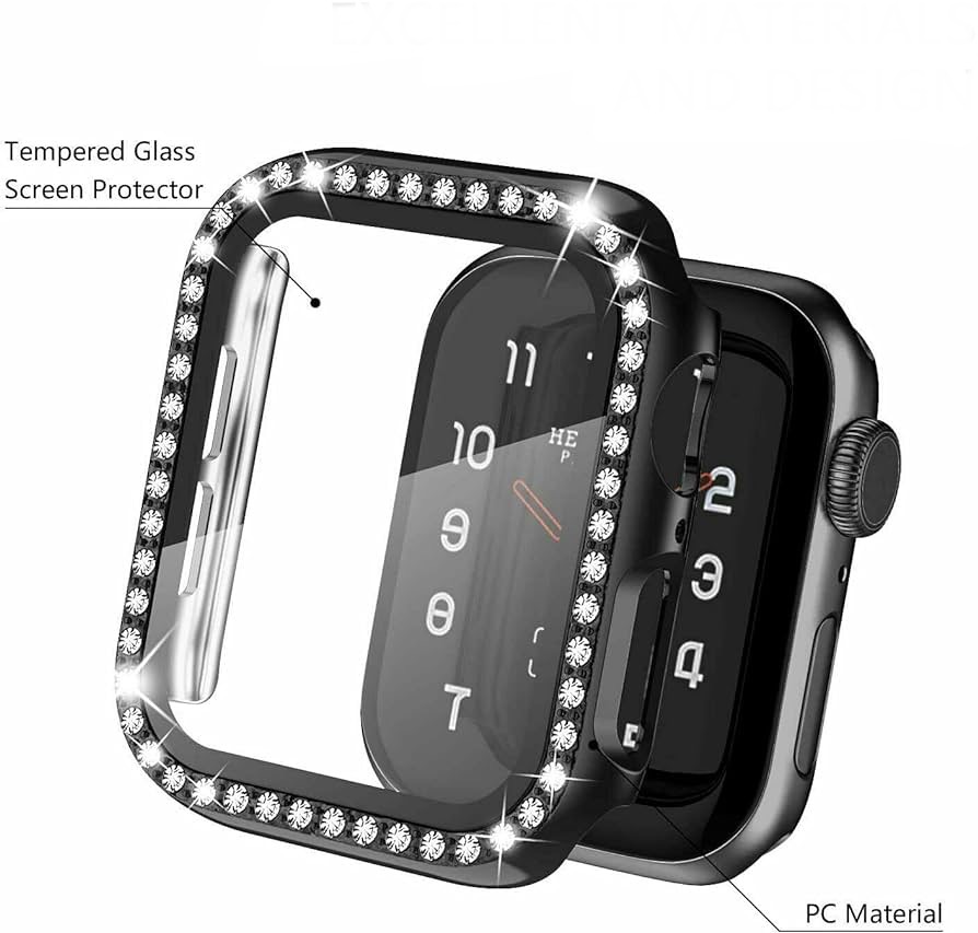 Apple Watch Crystal Printed On Edge Case With Glass 44mm - Black