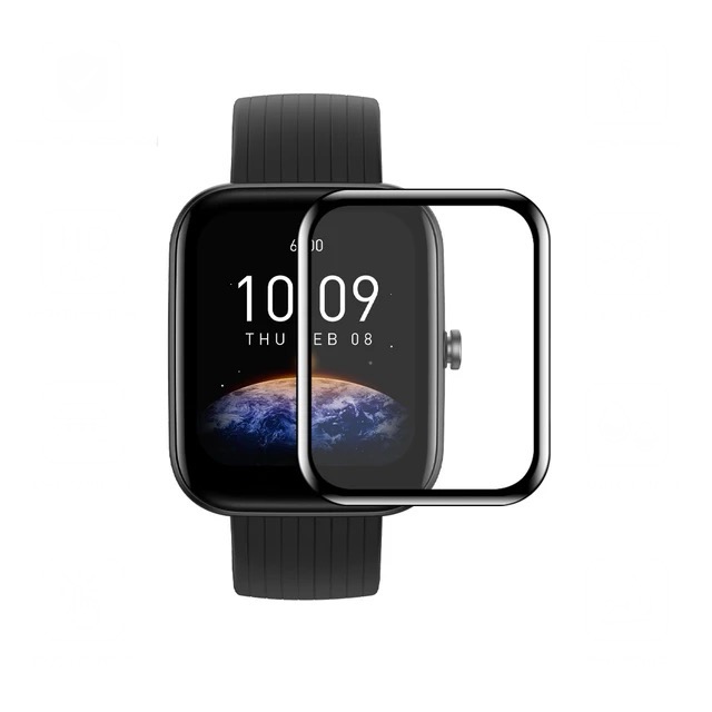Amazfit Bip 3/Bip 3 Pro Full Glue Watch Protection Glass - Black