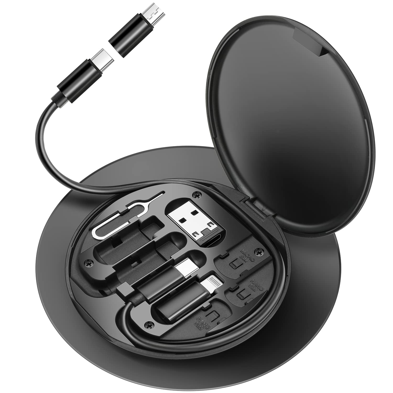 Data Cable Set  All In One Compact & Portable Charging Data Cable Set - Black
