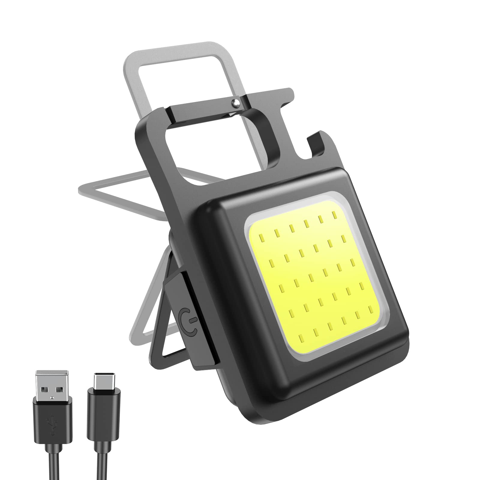Mini Led Flashlight Cob Work Light Clip Magnetic Portable Pocket Camping Hiking Travel - Black