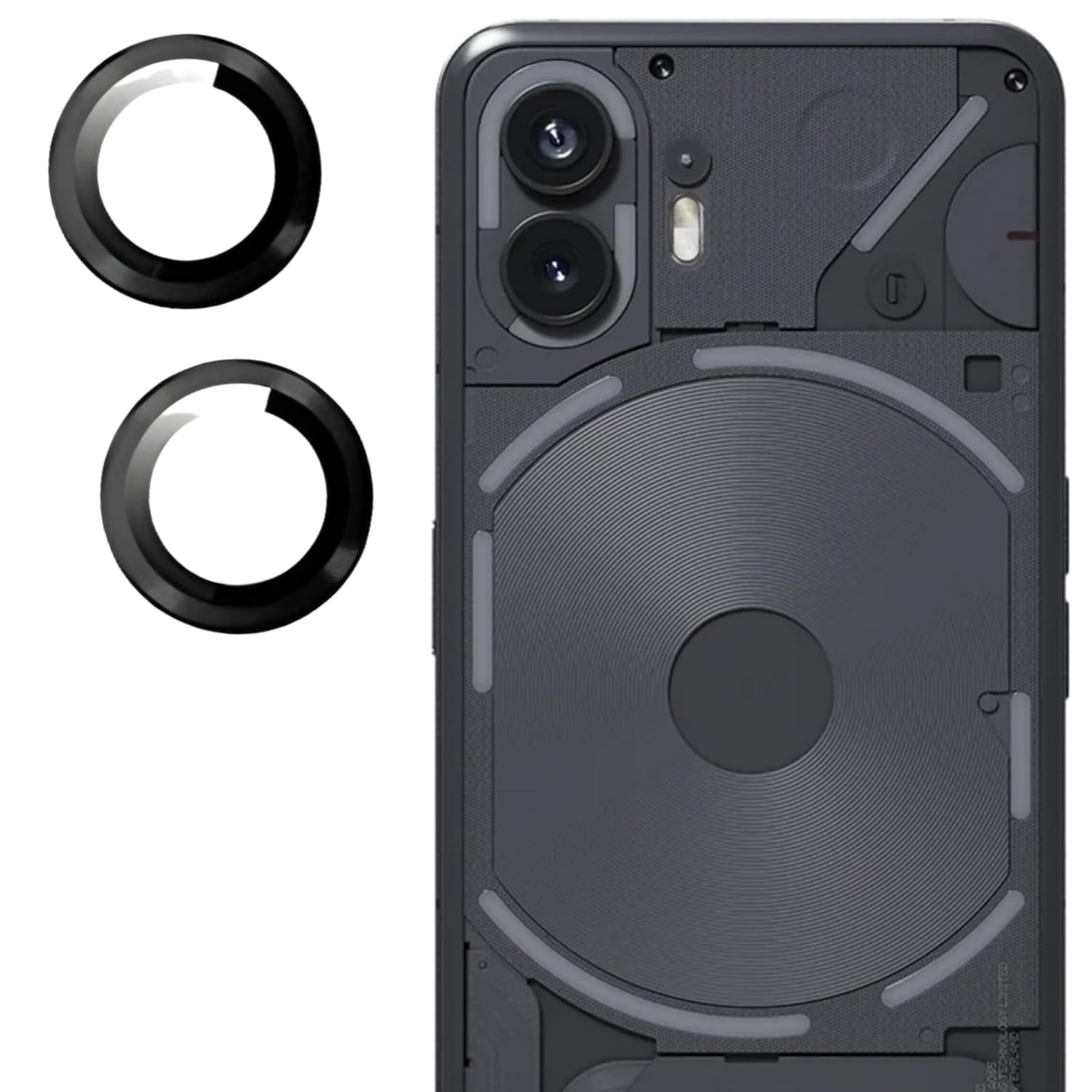 Nothing phone 2 Camera Protector Mettalic Ring Glass - Black