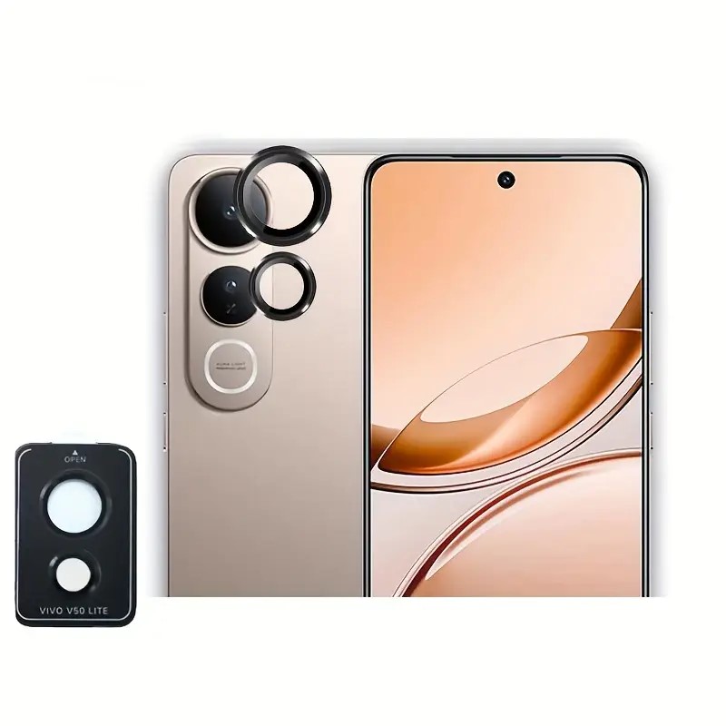 Vivo V50 Lite Camera Protector Mettalic Ring Glass - Black