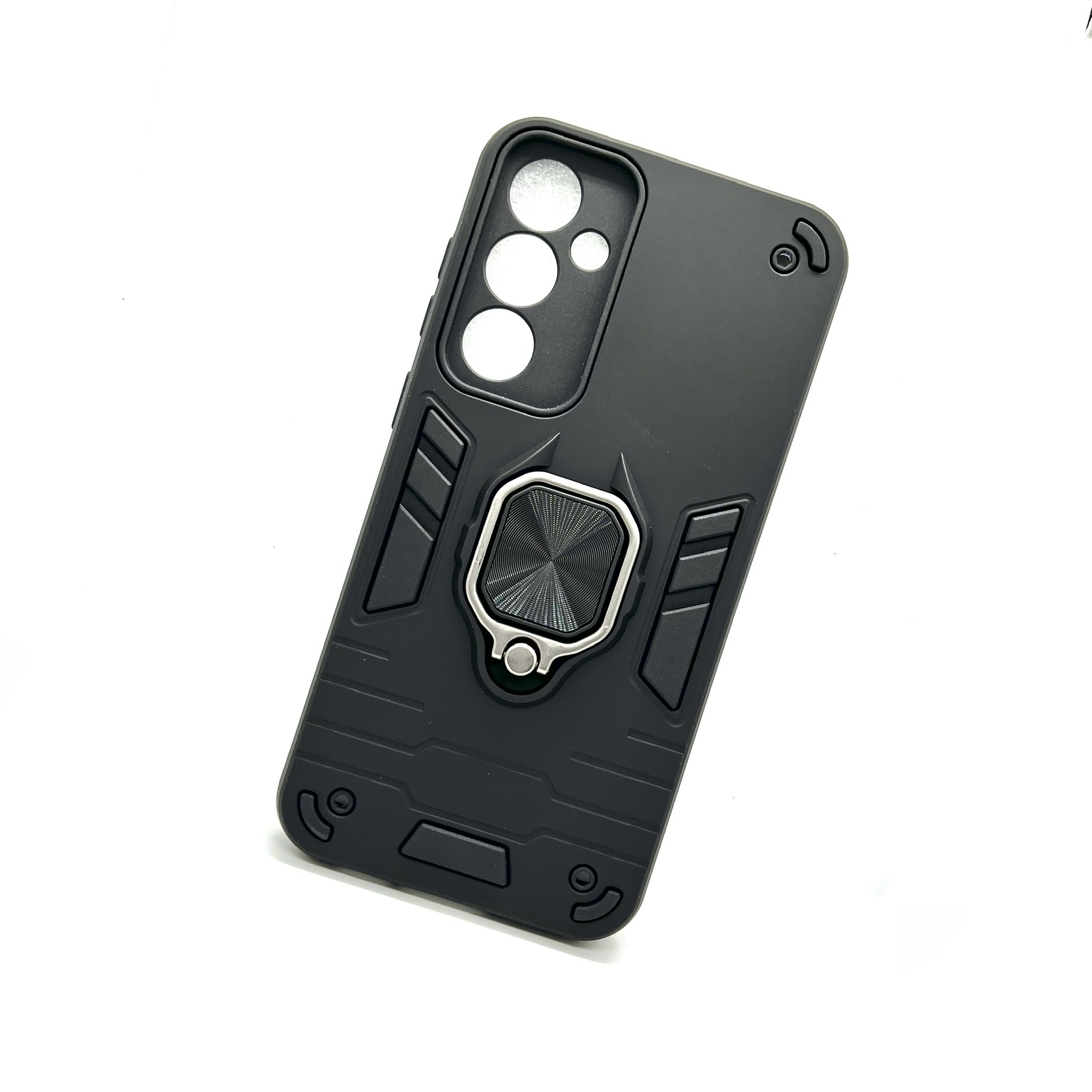 Samsung S23 FE Armor Defense Hard Case With Ring Stand - Black (Other)