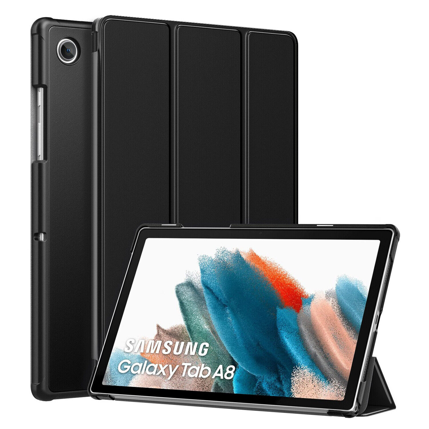 Samsung Tab A8 Tri-Fold Leather Case With Pen Holder - Trifold (Other)