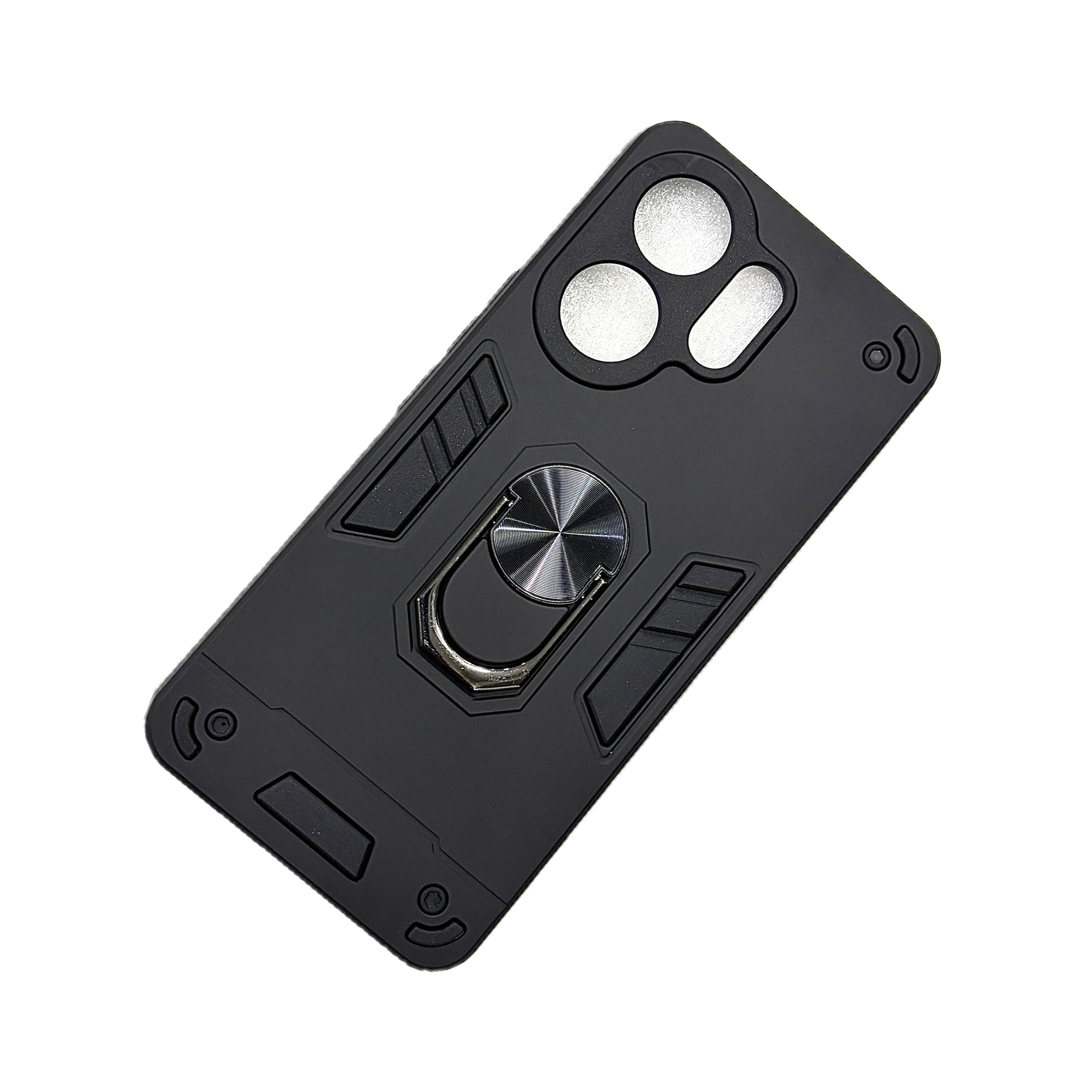 Vivo V60  Armor Defense Hard Case With Ring Stand - Black