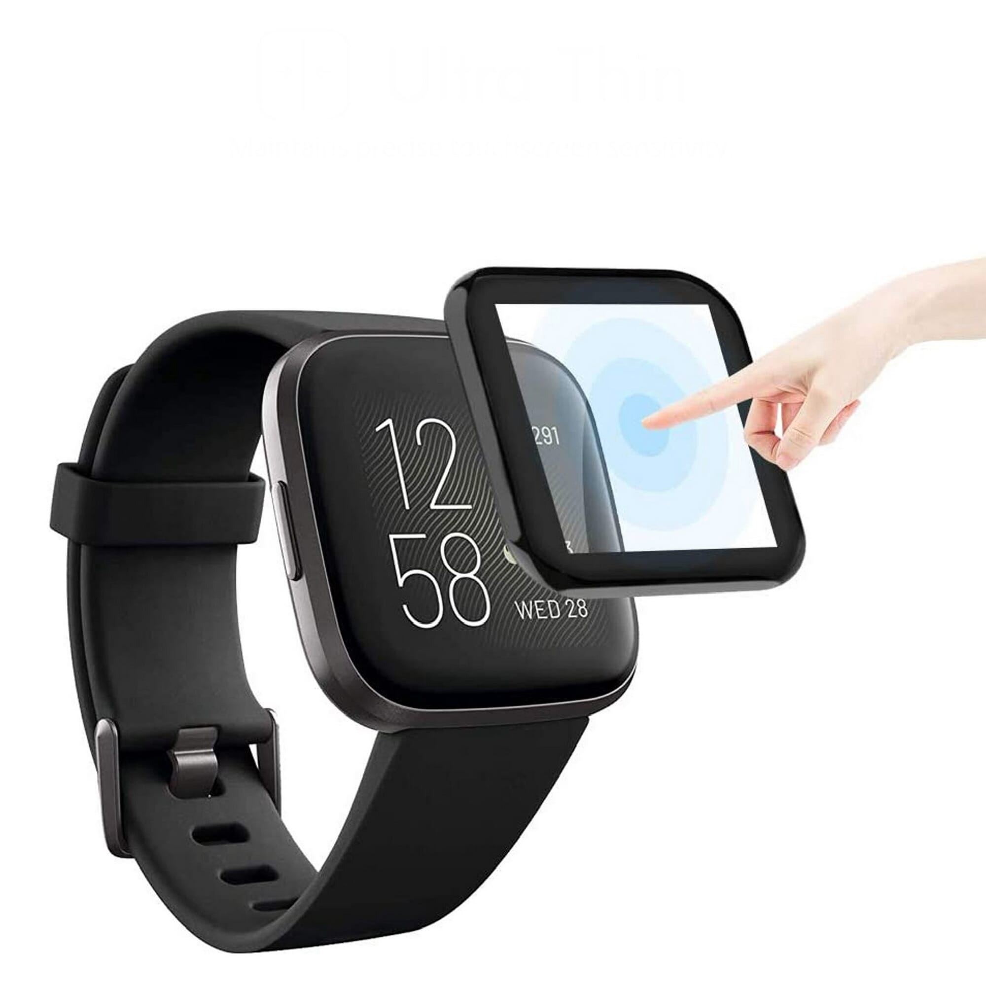 Ceramic Full Glue Flexible Screen Protector For Fitbit Versa 2 - Black