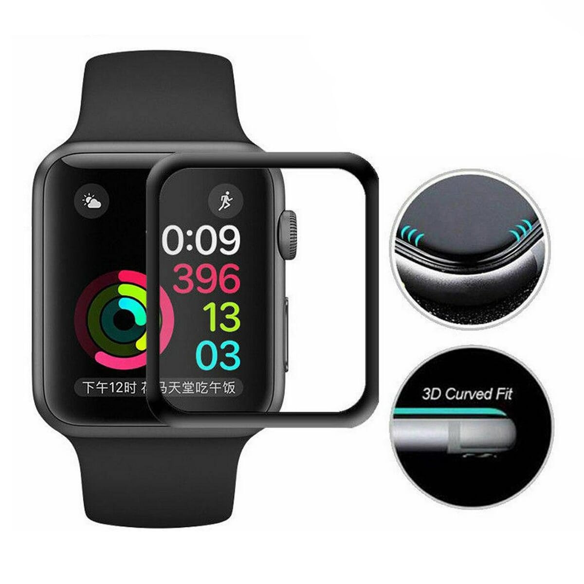 Ceramic Full Glue Flexible Screen Protector For Apple Watch (44mm) - Black