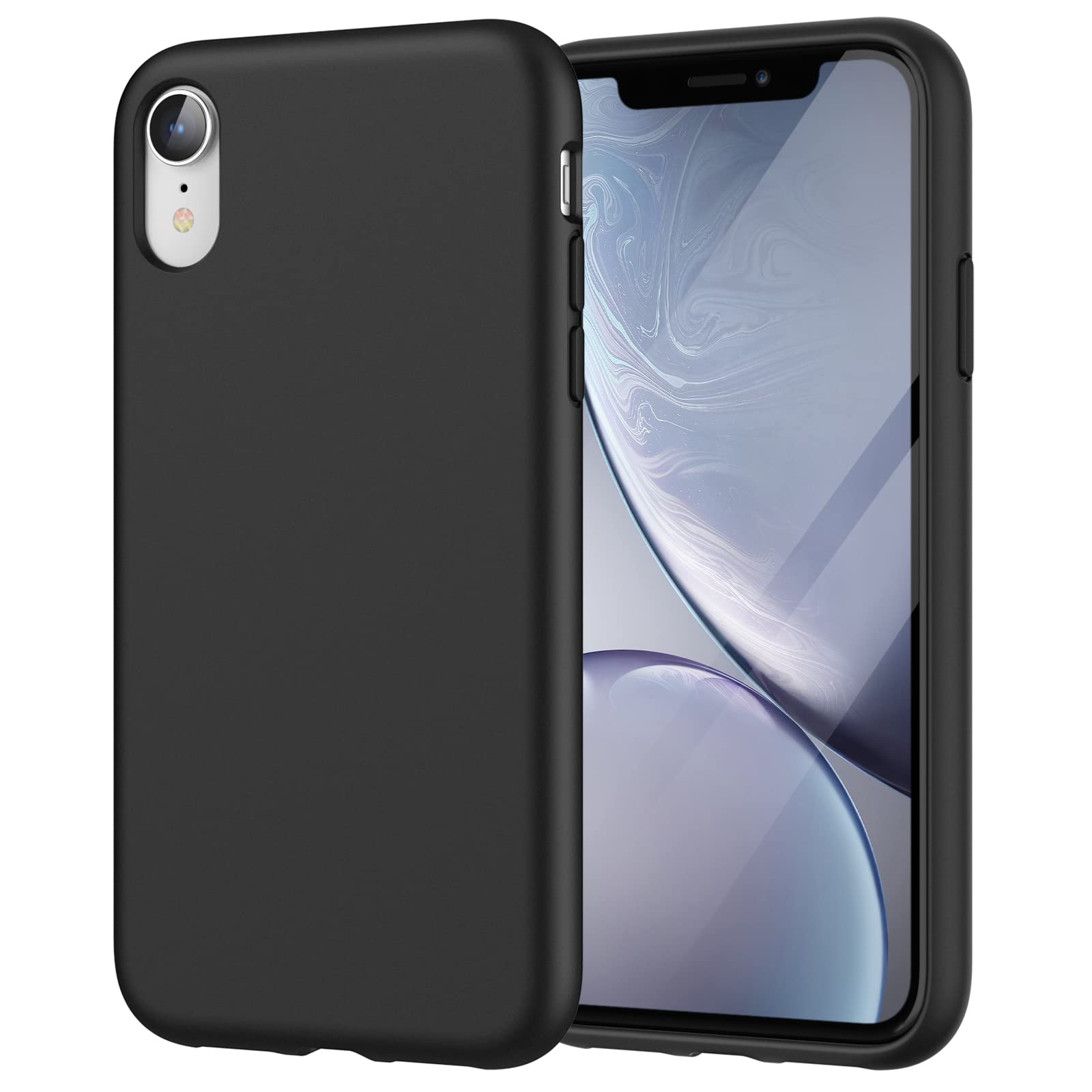 Iphone XR Soft Silicon Case With Fur Inside - Black