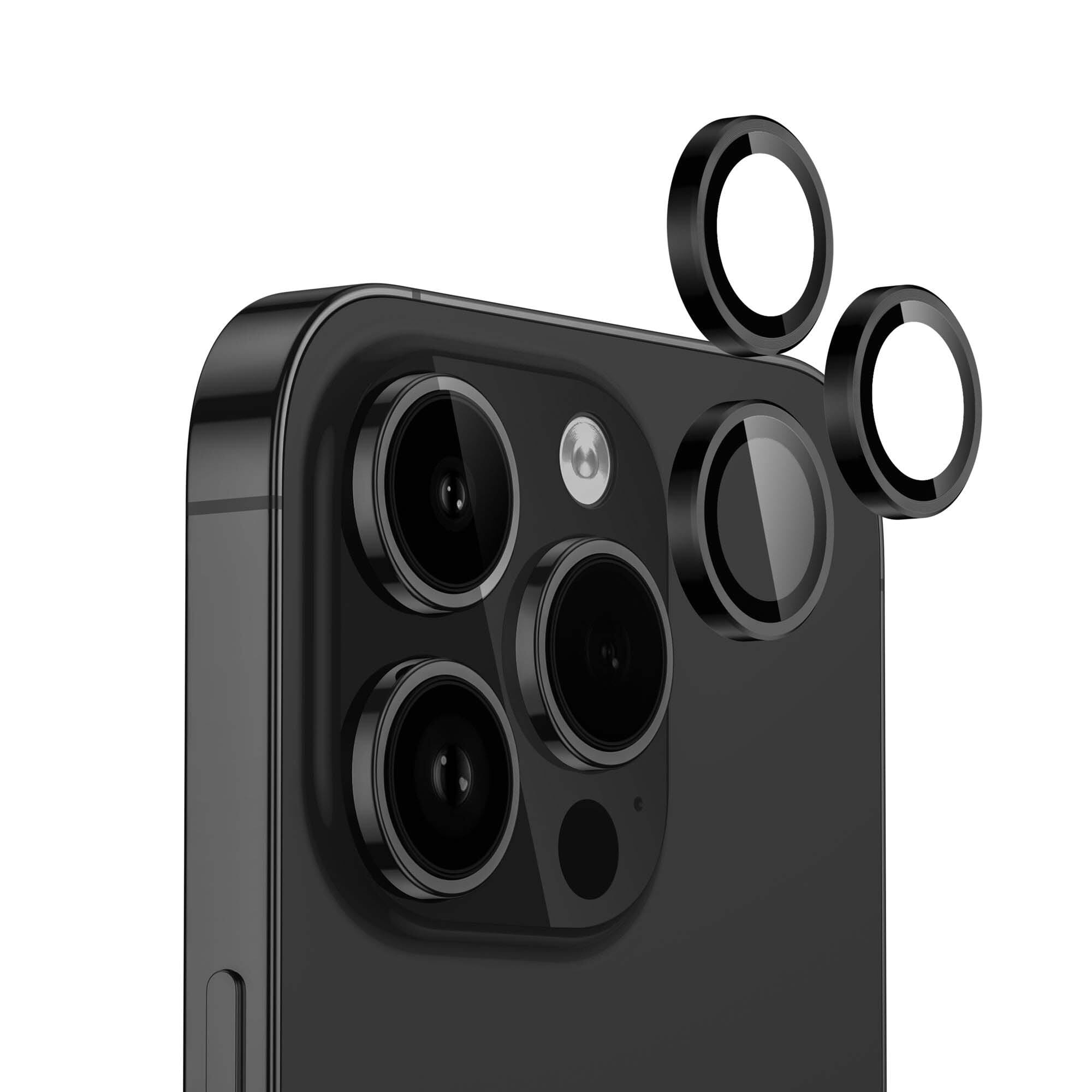Metallic Ring Glass Camera Protection For Iphone 15 Pro Max - Black