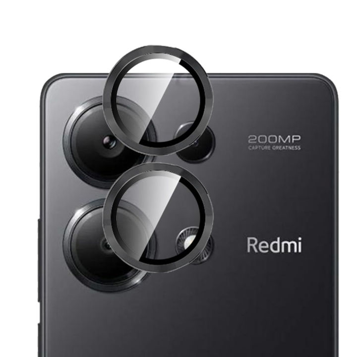 Metallic Ring Glass Camera Protection For Redmi Note 13 Pro (4G) - Black
