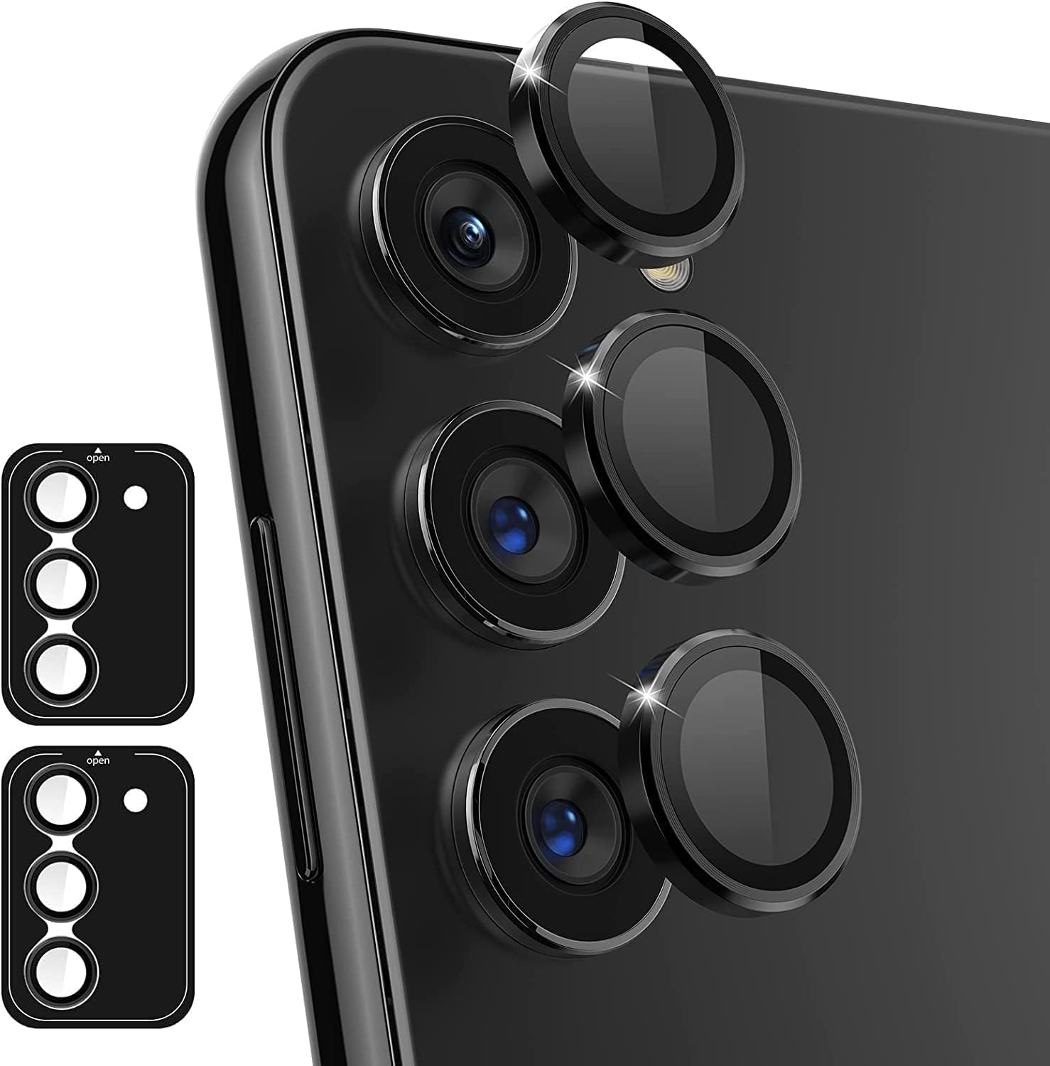 Metallic Ring Glass Camera Protection For Samsung Galaxy A15(5G) - Black