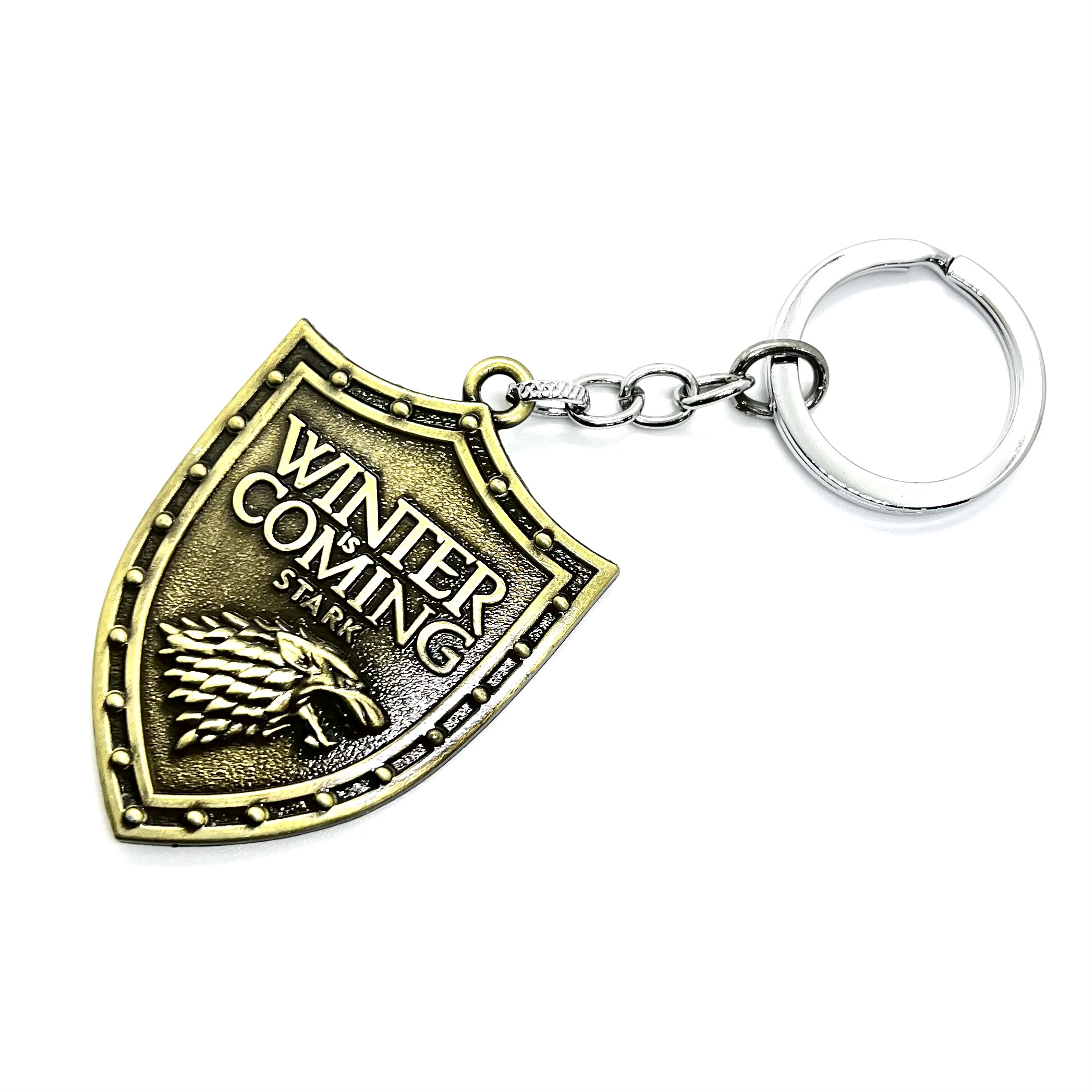 Fancy Mettallic Keyring Of Winter Is Coming Badge