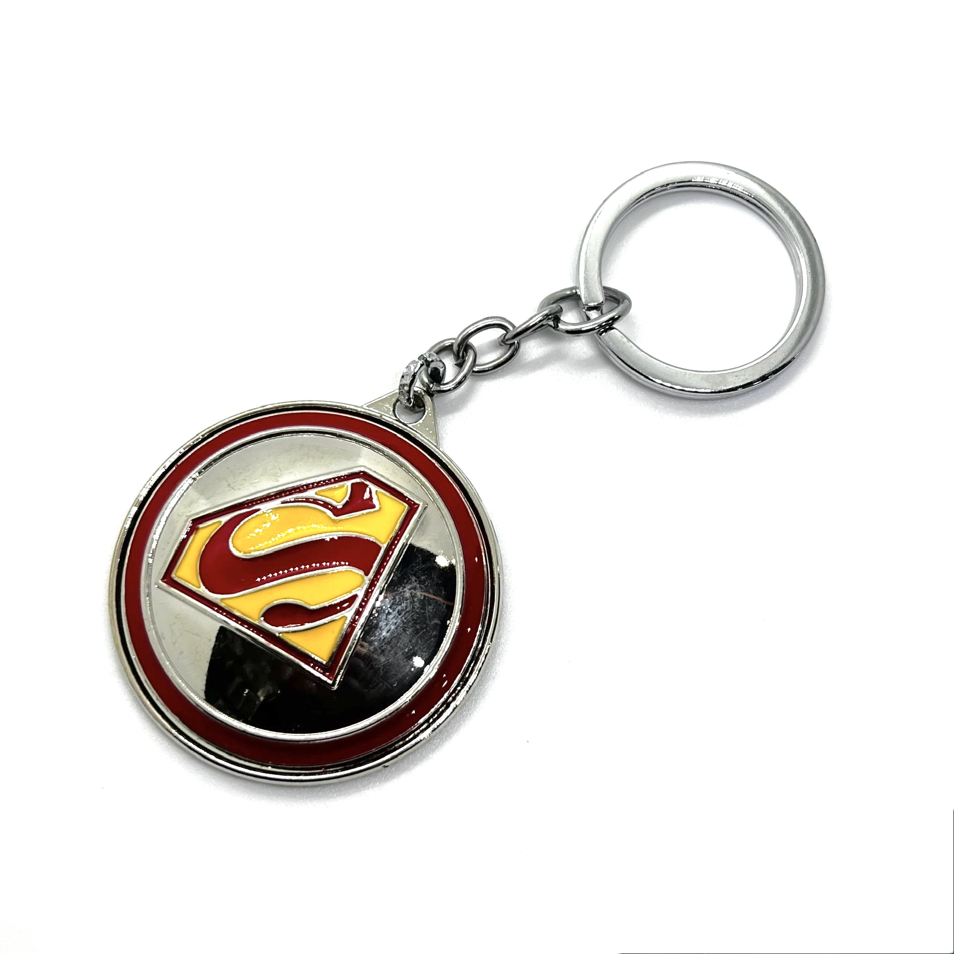 Fancy Mettallic Keyring Of Superman Logo Rotating