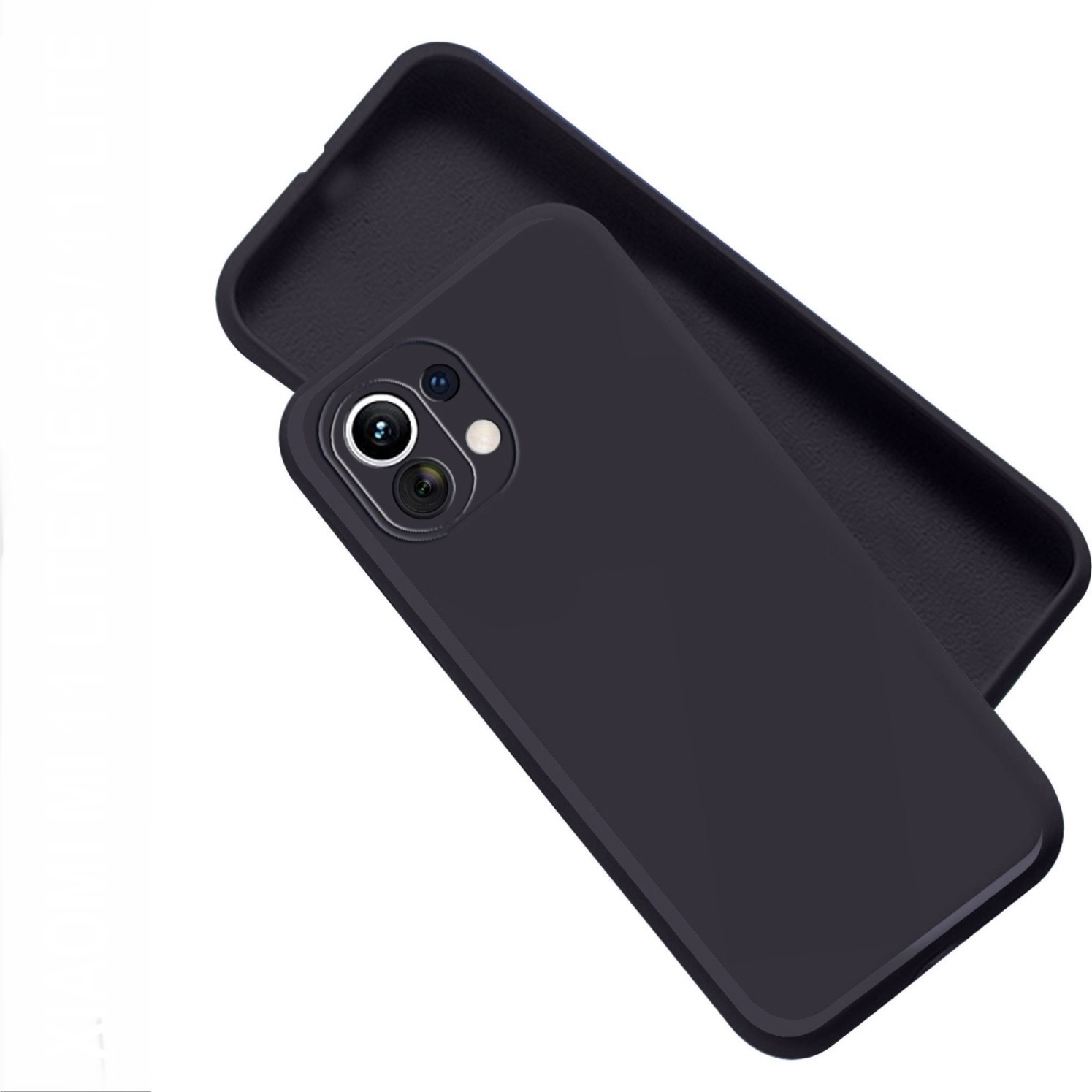 Soft Silicon  Case With Fur Inside For Mi 11 Lite - Black