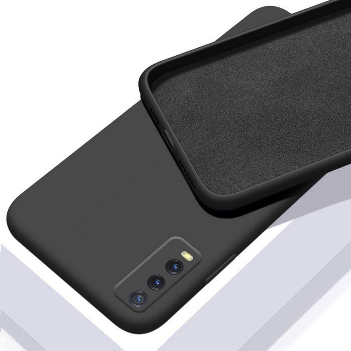 Soft Silicon Case With Fur Inside For Vivo Y30 - Black