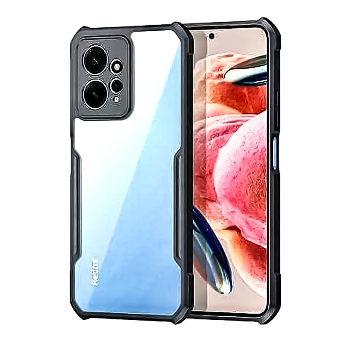 Ipaky Case With Back Transparent And Soft Edge For Redmi 12 (4g) - Black