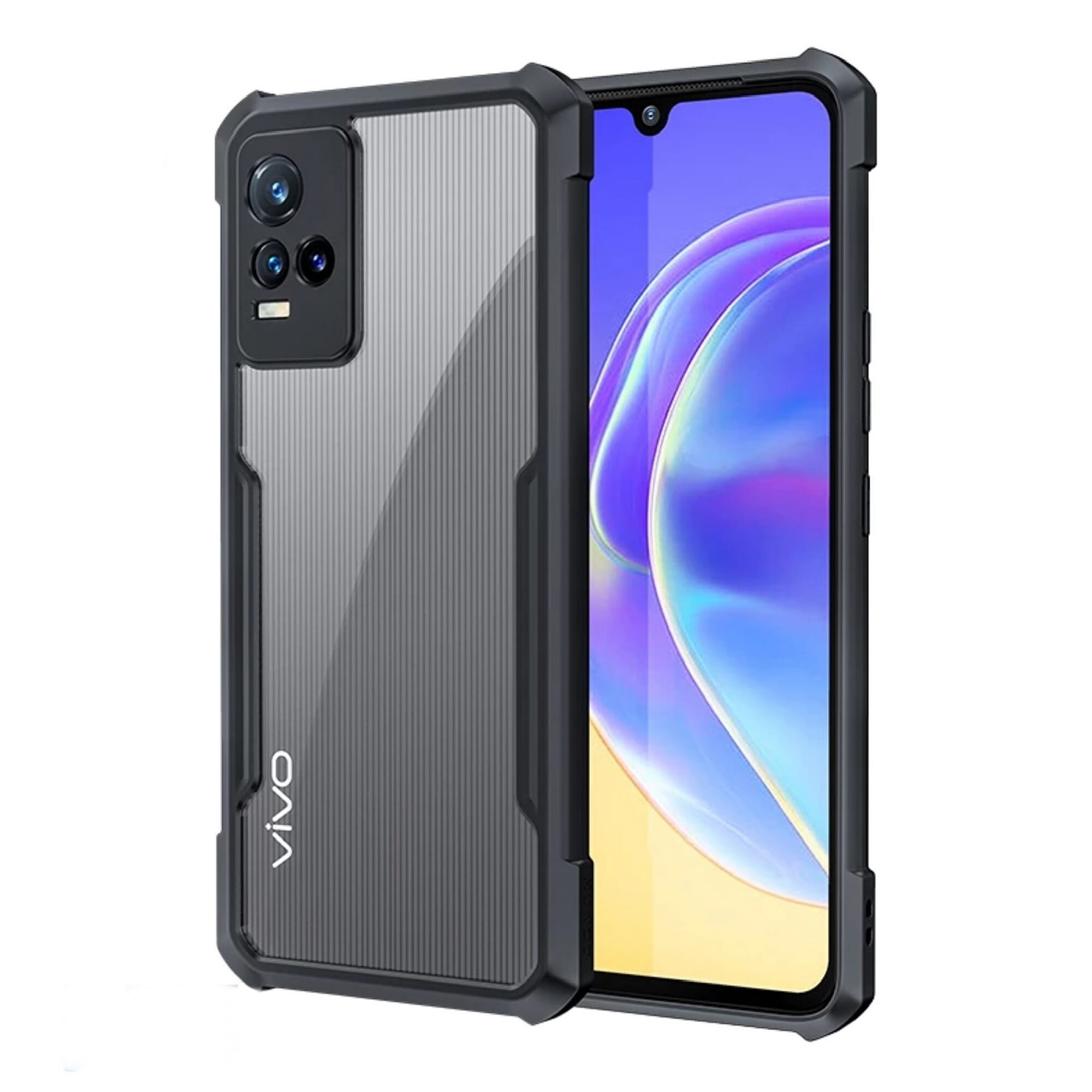 Ipaky Case With Back Transparent And Soft Edge For Vivo Y21/ Vivo Y21s - Black