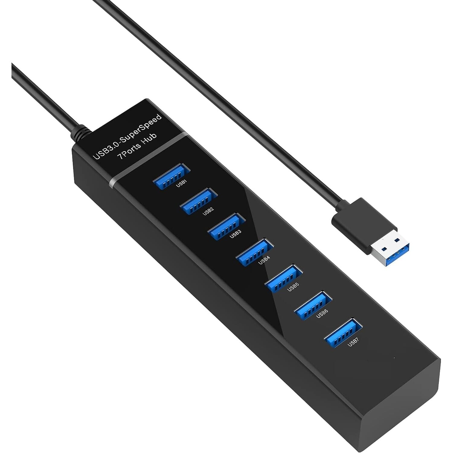 7 Port USB Hub - Black