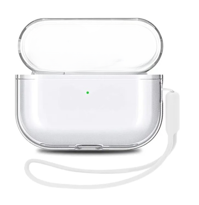Airpods Pro 2nd Generation Transparent Cover Case With Hand Strap Lanyard - White