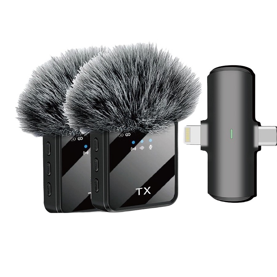 F15-2 2 In 1 Type C + iP Wireless Microphone - Black