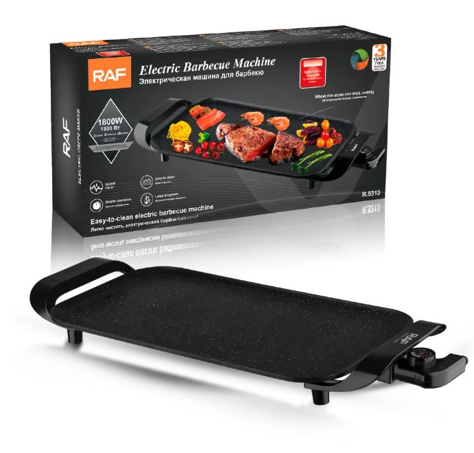 RAF R5313 Electric Non-Stick BBQ Grill Machine 1800W - Black