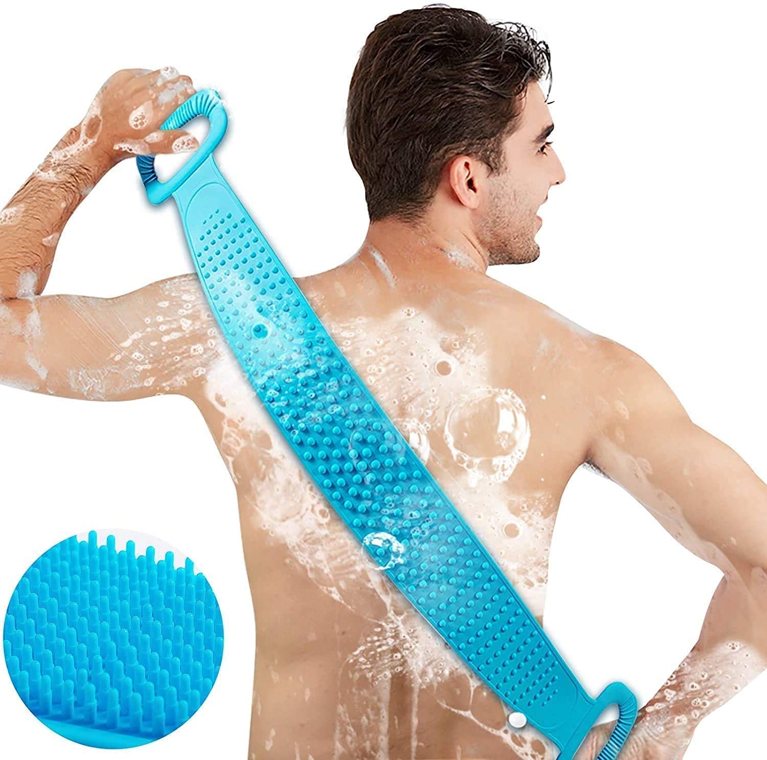 Silica Gel Bath Body Back Scrubber Deep Cleaning Massage Exfoliator - Multicolor