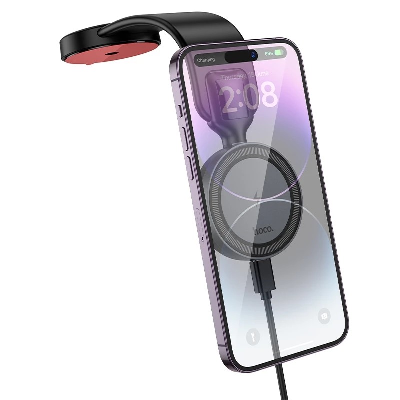 Hoco HW29 Ring Magnetic Wireless Fast Charging Car Phone Holder - Black